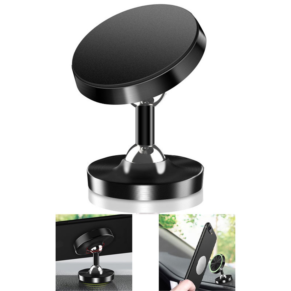 DW-55 Frosted Magnetic Car Dashboard Phone Holder Stand 360 Degrees Rotating Metal Phone Bracket - Black-1
