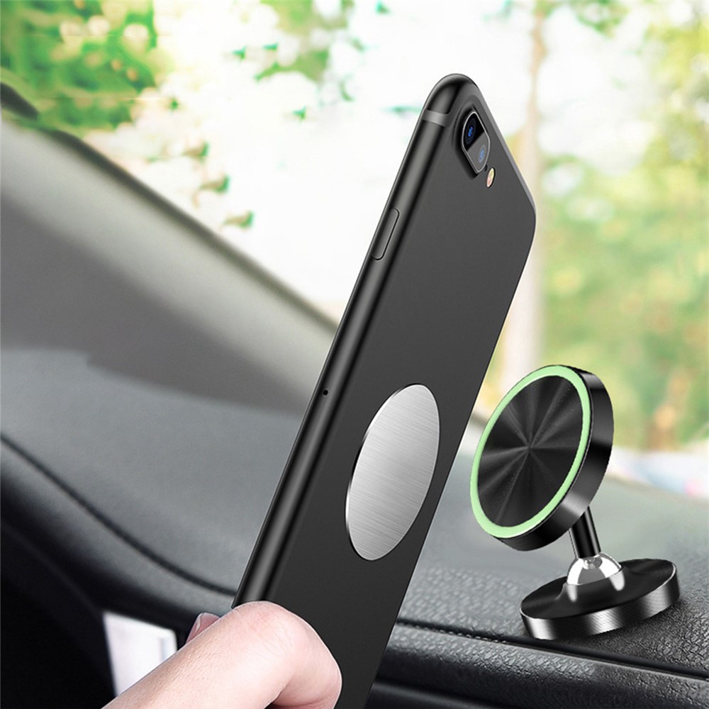 DW-55 Luminous Magnetic Car Dashboard Phone Holder 360 Degrees Rotating Metal Cell Phone Stand Bracket - Red-3