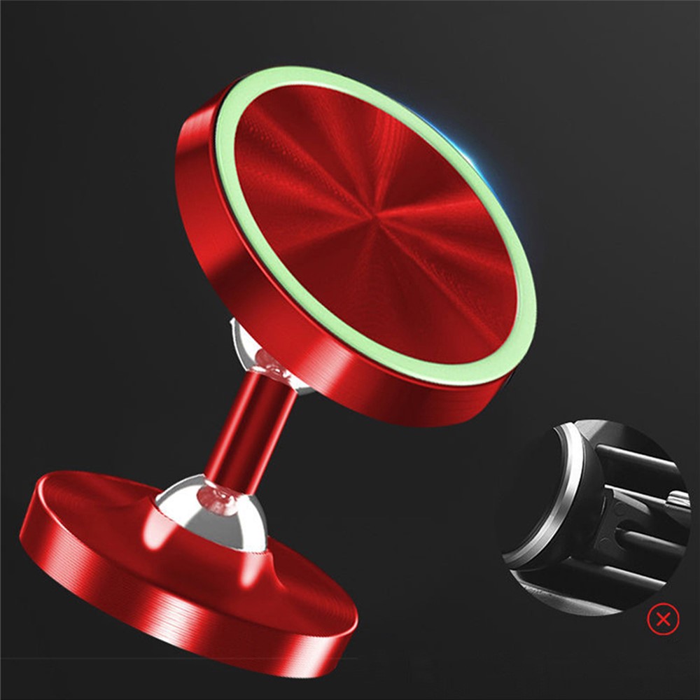 DW-55 Luminous Magnetic Car Dashboard Phone Holder 360 Degrees Rotating Metal Cell Phone Stand Bracket - Red-5