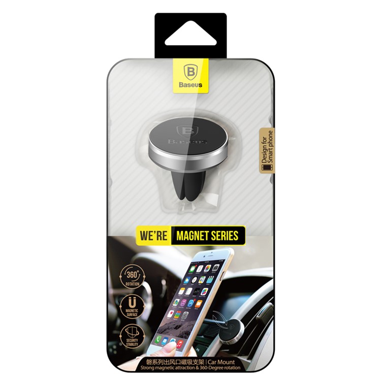 BASEUS Magnetic Air Vent Car Mount Holder with 360 Degree Rotation for Mobile Phones - Silver Color-7