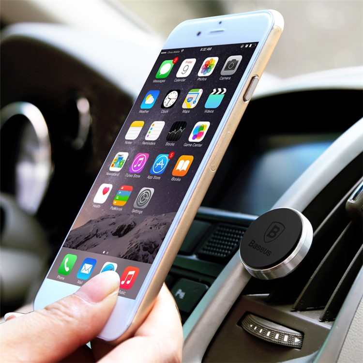 BASEUS Magnetic Air Vent Car Mount Holder with 360 Degree Rotation for Mobile Phones - Silver Color-9