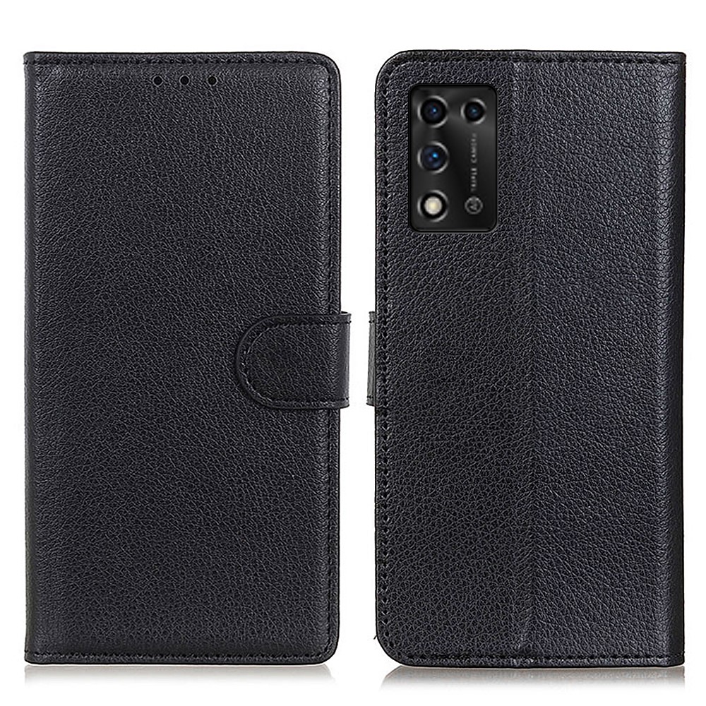 Litchi Texture PU Leather Shell Phone Cover Wallet Foldable Stand Phone Case for ZTE Libero 5G II 5G - Black-1