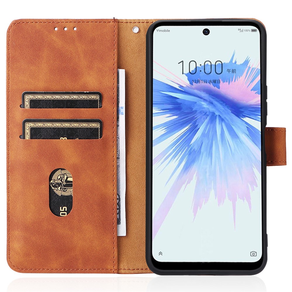 Skin-touch Feeling PU Leather + TPU Phone Cover Stand Wallet Shell Mobile Phone Case for ZTE Libero 5G II - Brown-5