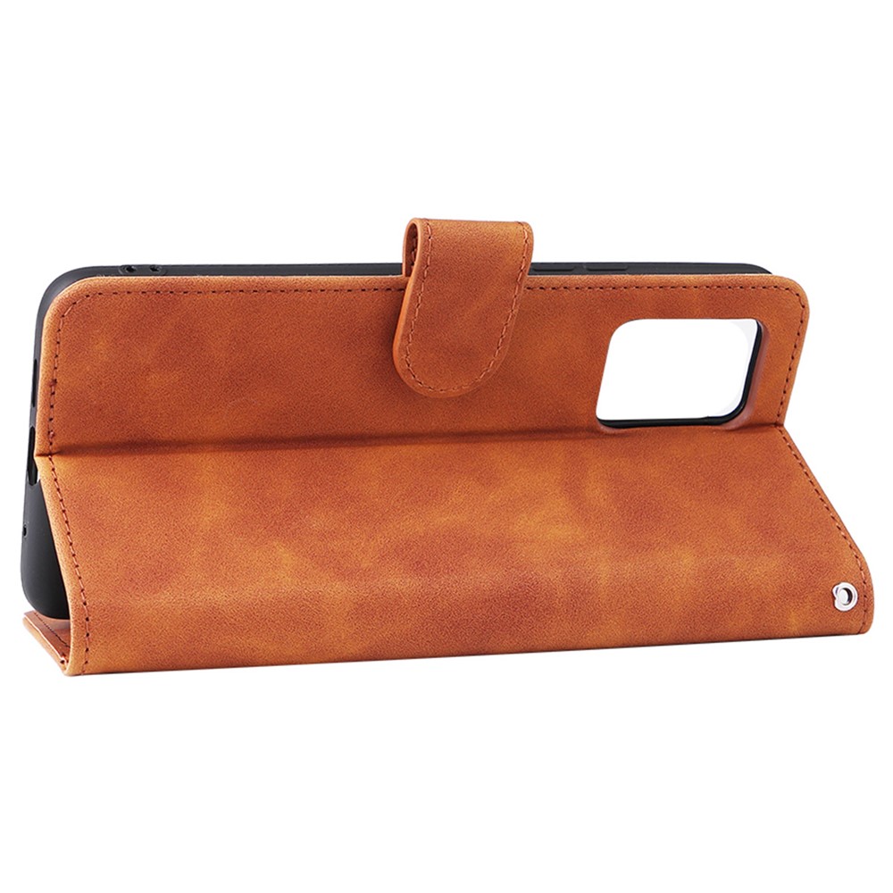 Skin-touch Feeling PU Leather + TPU Phone Cover Stand Wallet Shell Mobile Phone Case for ZTE Libero 5G II - Brown-6