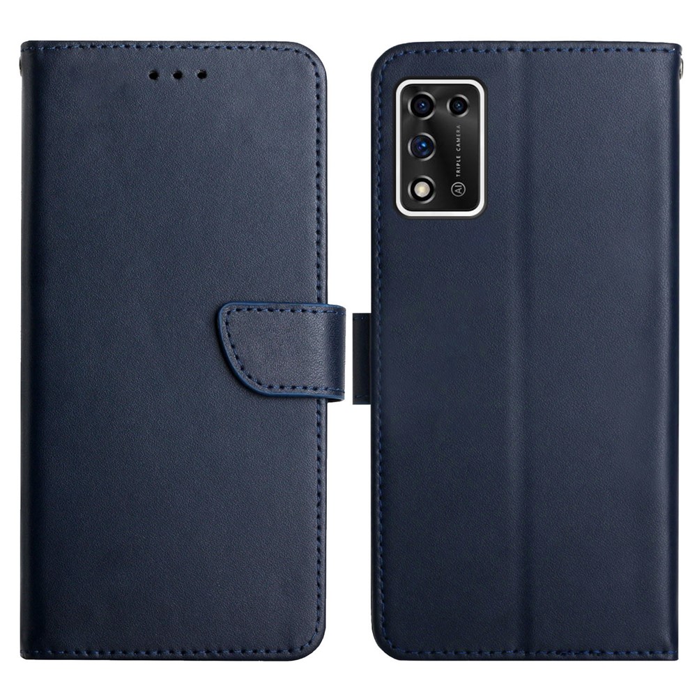 For ZTE Libero 5G ii A103ZT Flip Phone Cover Wallet Stand Function Genuine Leather Nappa Texture Full Body Protective Phone Case - Blue-1
