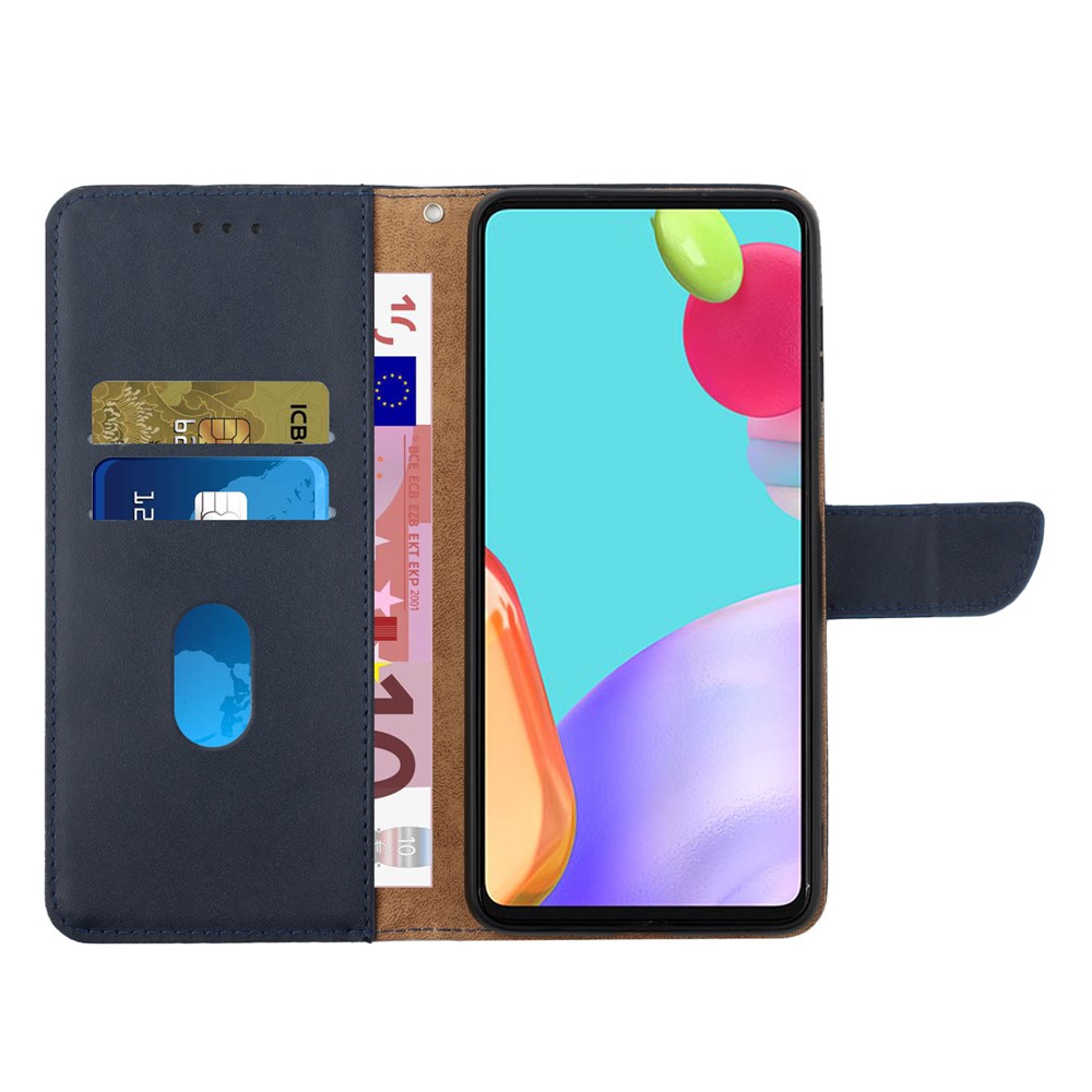 For ZTE Libero 5G ii A103ZT Flip Phone Cover Wallet Stand Function Genuine Leather Nappa Texture Full Body Protective Phone Case - Blue-4