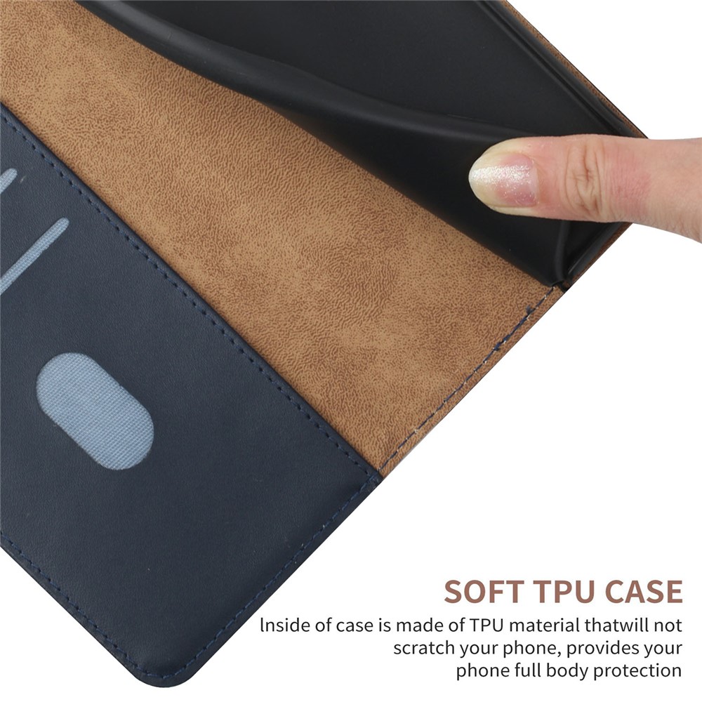 For ZTE Libero 5G ii A103ZT Flip Phone Cover Wallet Stand Function Genuine Leather Nappa Texture Full Body Protective Phone Case - Blue-7