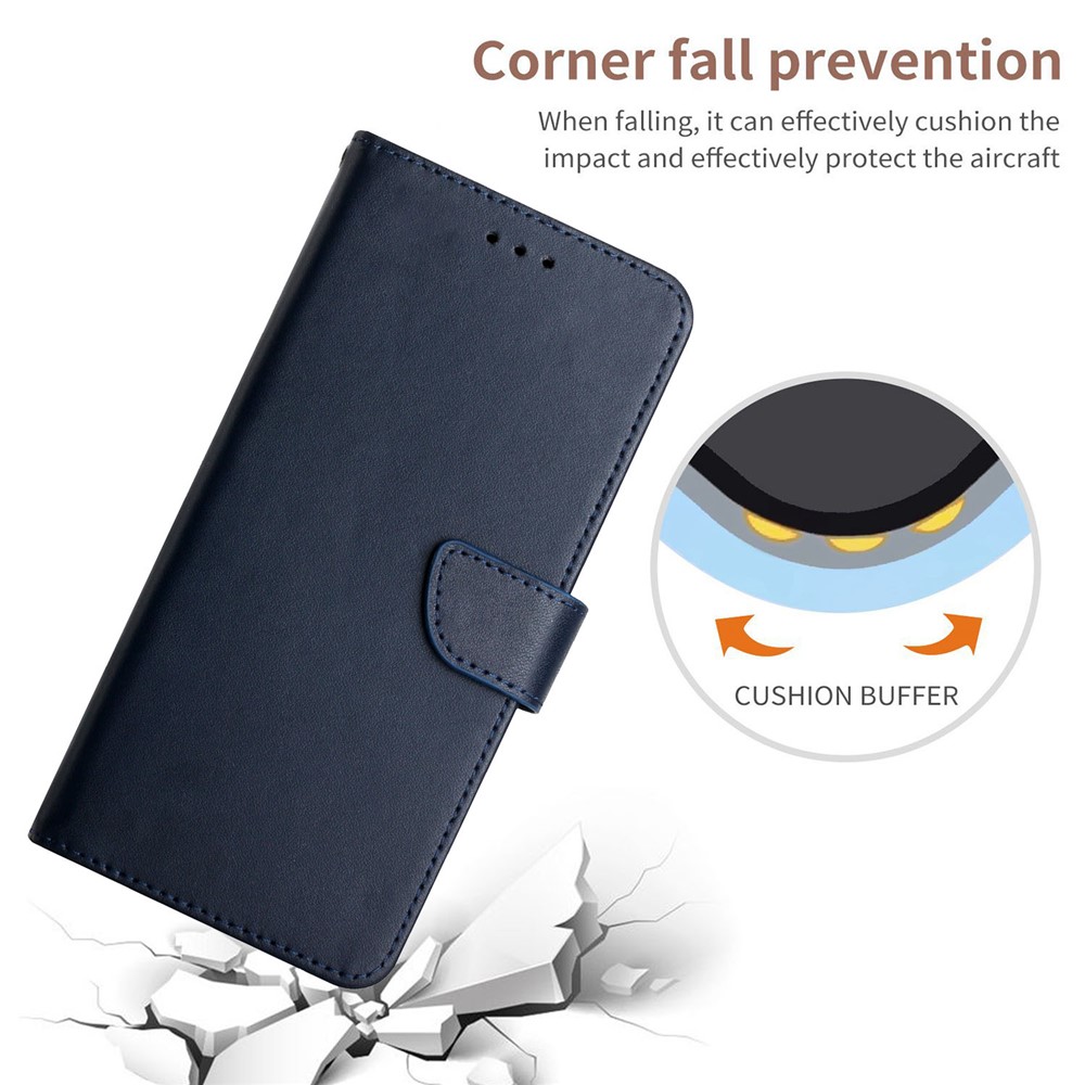For ZTE Libero 5G ii A103ZT Flip Phone Cover Wallet Stand Function Genuine Leather Nappa Texture Full Body Protective Phone Case - Blue-8