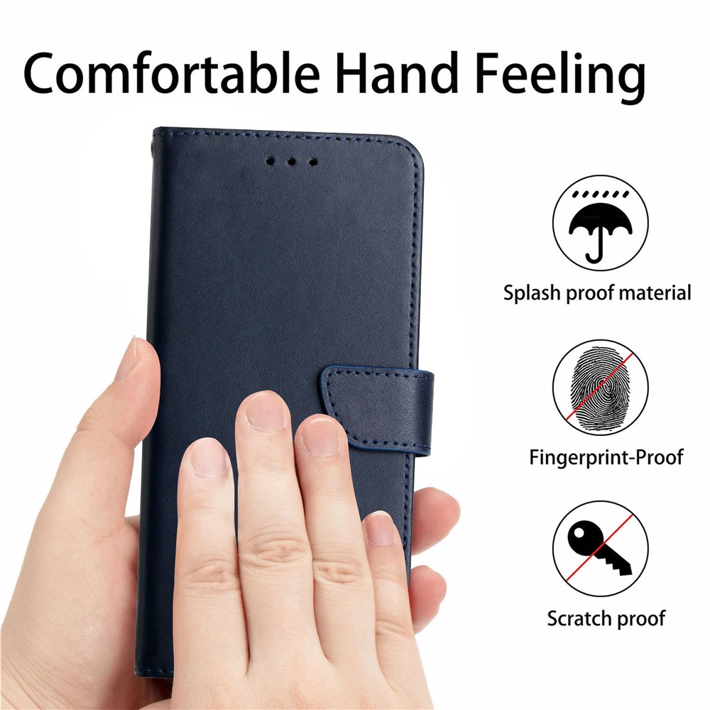 For ZTE Libero 5G ii A103ZT Flip Phone Cover Wallet Stand Function Genuine Leather Nappa Texture Full Body Protective Phone Case - Blue-9