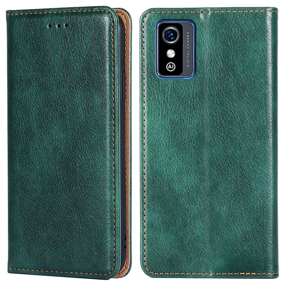 Auto Magnetic Closed Protective PU Leather Folio Flip Cover Shockproof TPU Wallet Stand Phone Case for ZTE Blade L9 - Green-1