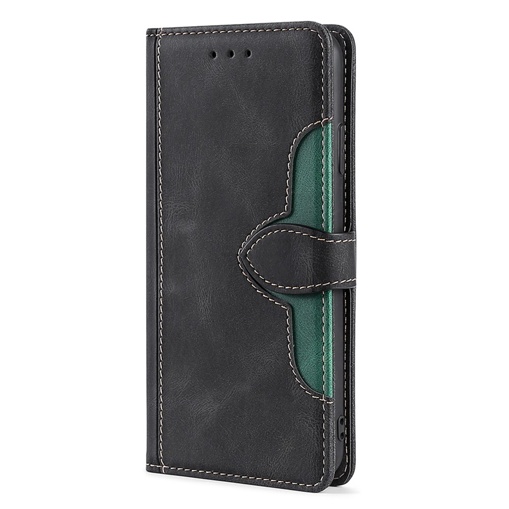 Shockproof Folio Flip Bi-color Splicing Style Wallet Stand PU Leather Cell Phone Case Shell for ZTE Blade L9 - Black-3