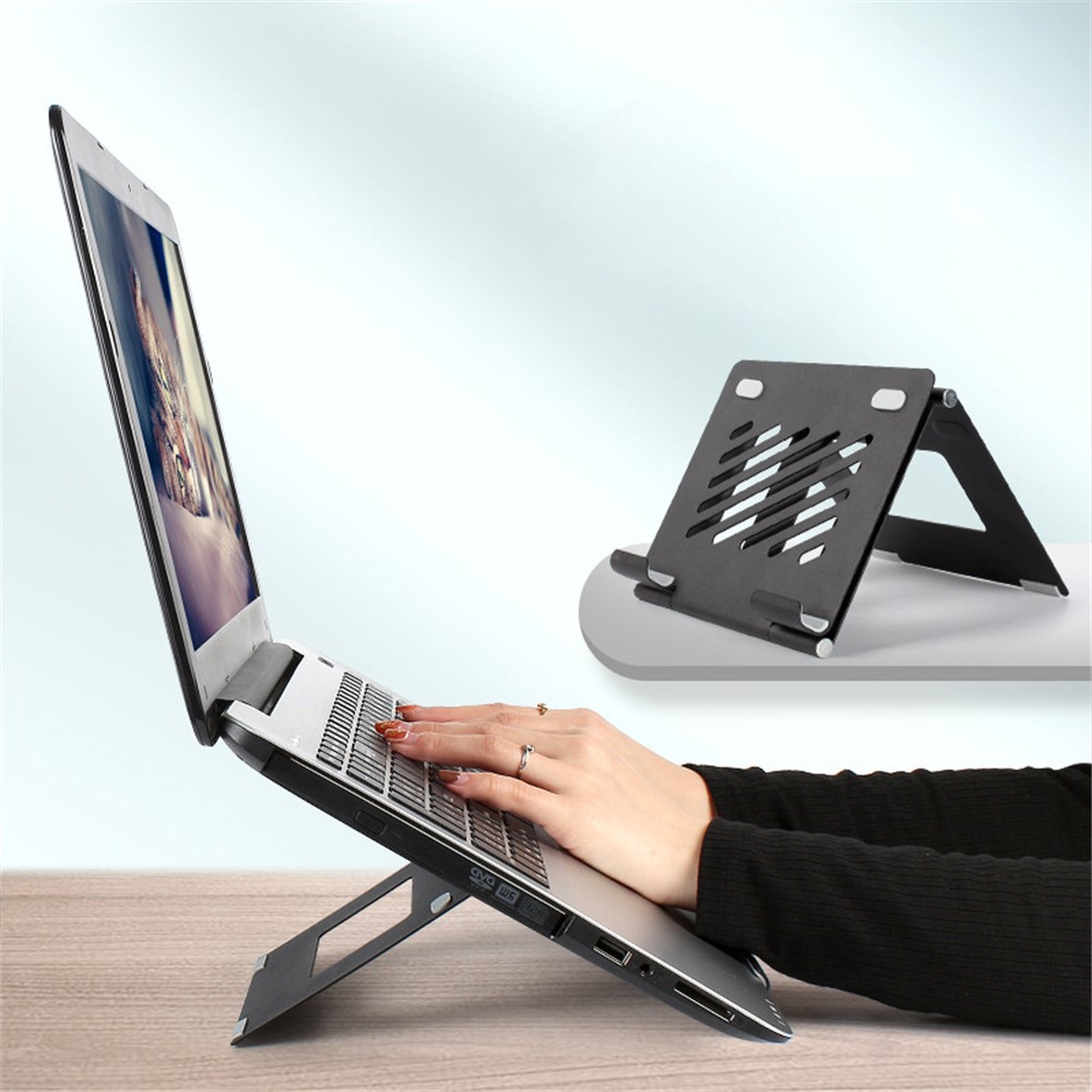 A37 Laptop Stand Metal Ergonomic Foldable Computer Stand Riser Holder Notebook Stand - Silver-3