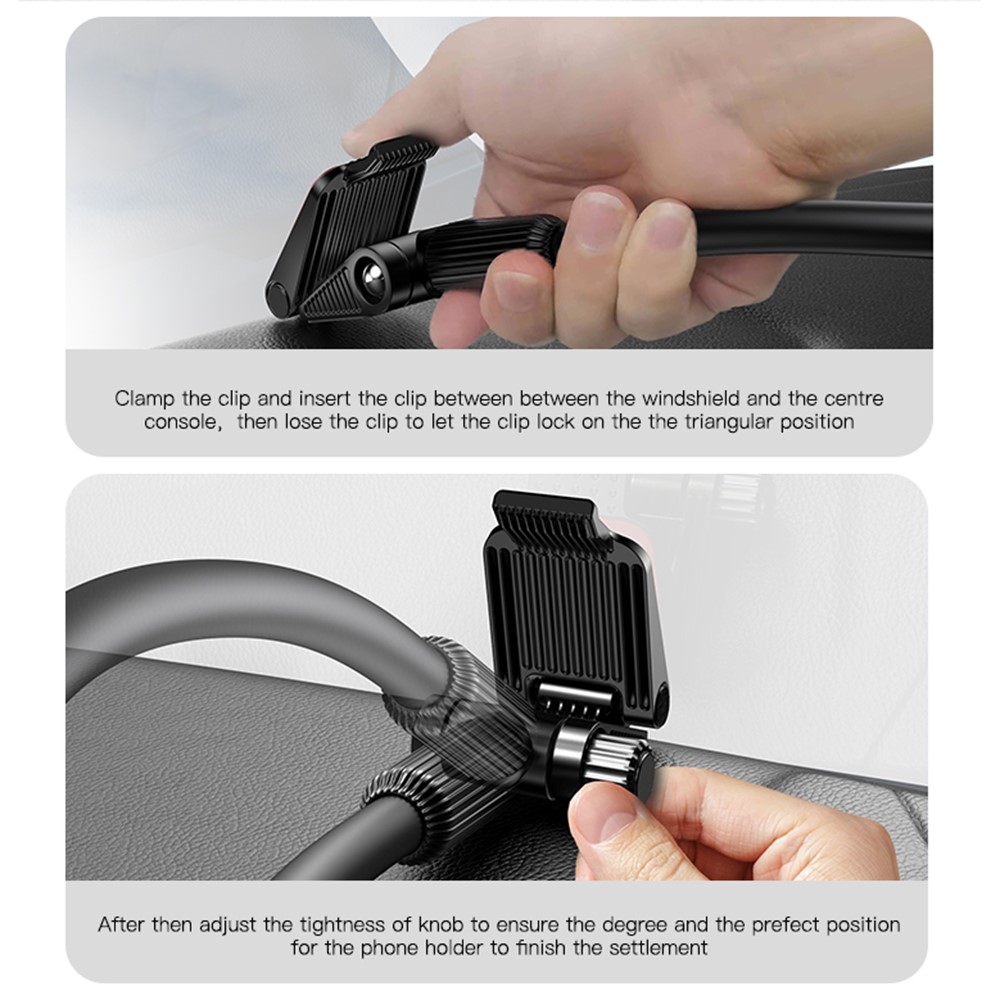 YESIDO C137 Windshield Car Phone Mount Long Arm Cell Phone Holder Clamp Base-4