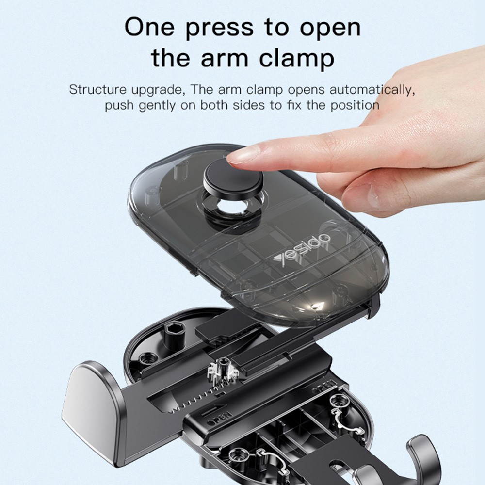 YESIDO C138 Angle-adjustable Car Phone Holder Mount for Dashboard Windshield Air Vent Long Arm Strong Suction Phone Holder-10