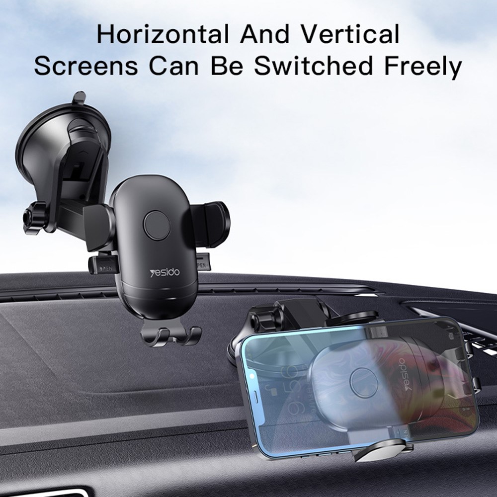 YESIDO C138 Angle-adjustable Car Phone Holder Mount for Dashboard Windshield Air Vent Long Arm Strong Suction Phone Holder-3