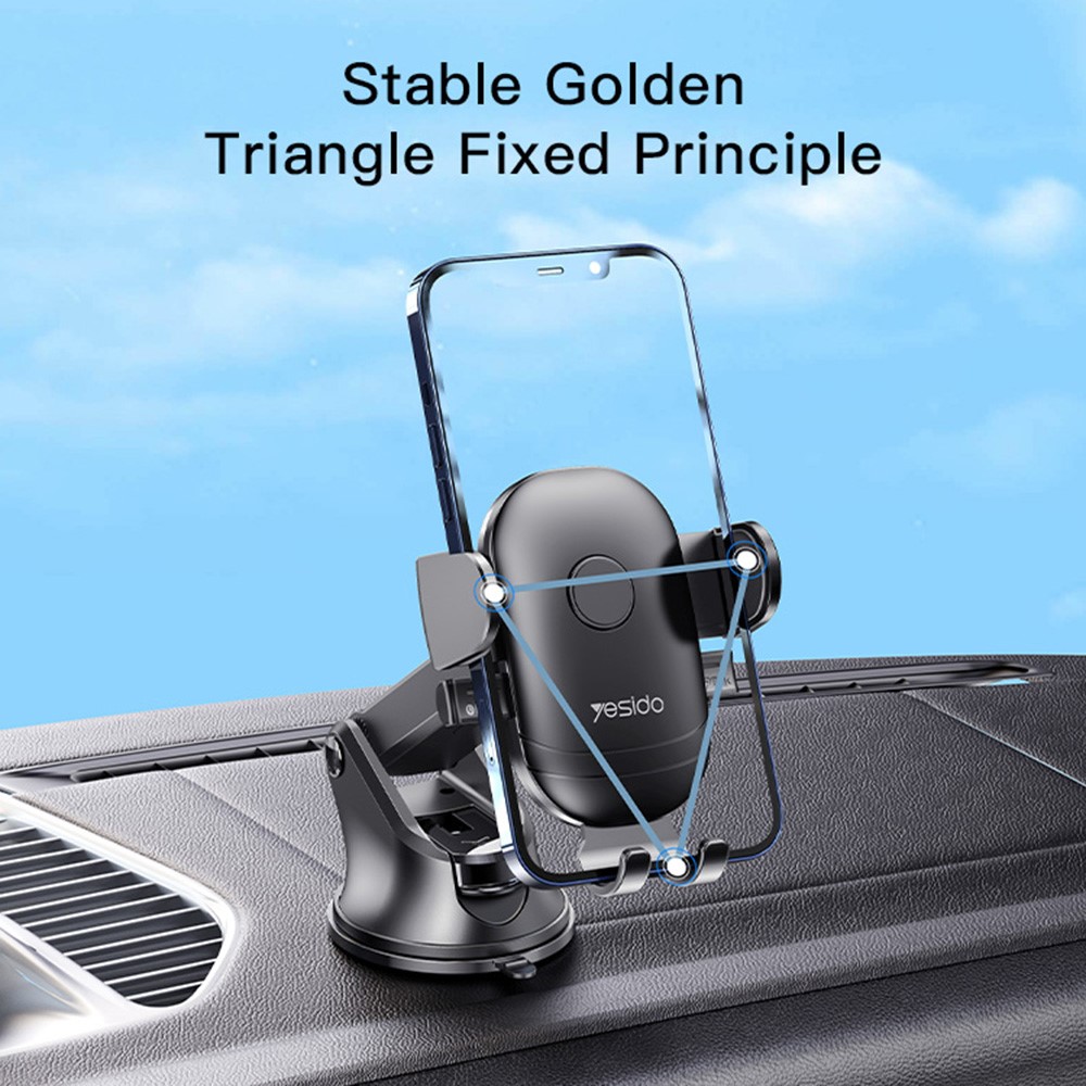 YESIDO C138 Angle-adjustable Car Phone Holder Mount for Dashboard Windshield Air Vent Long Arm Strong Suction Phone Holder-5
