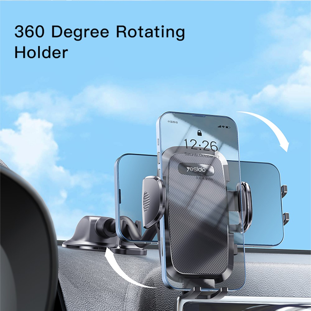YESIDO C140 Universal Cell Phone Holder Windshield Dashboard Car Phone Mount Holder for iPhone/Samsung/OPPO/Huawei/Xiaomi-3