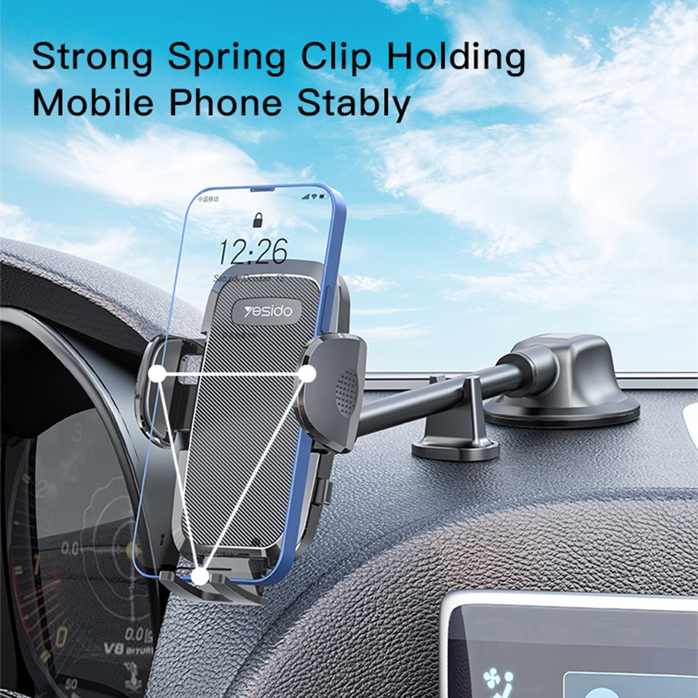 YESIDO C140 Universal Cell Phone Holder Windshield Dashboard Car Phone Mount Holder for iPhone/Samsung/OPPO/Huawei/Xiaomi-7