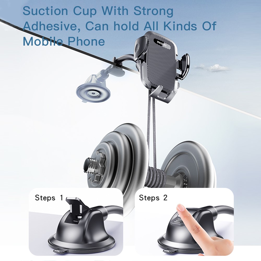 YESIDO C140 Universal Cell Phone Holder Windshield Dashboard Car Phone Mount Holder for iPhone/Samsung/OPPO/Huawei/Xiaomi-9