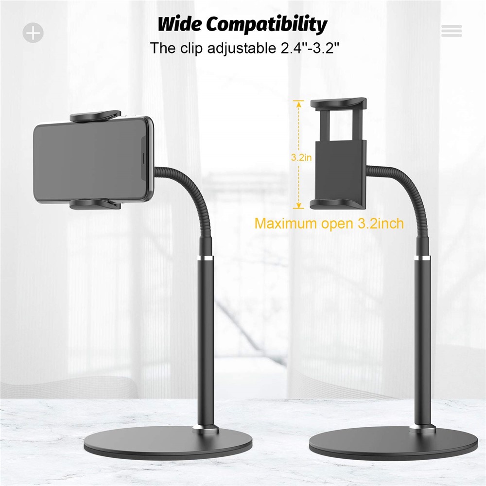 Flexible Gooseneck Phone Holder Stand 360 Degrees Rotating Desktop Phone Bracket - Black-2