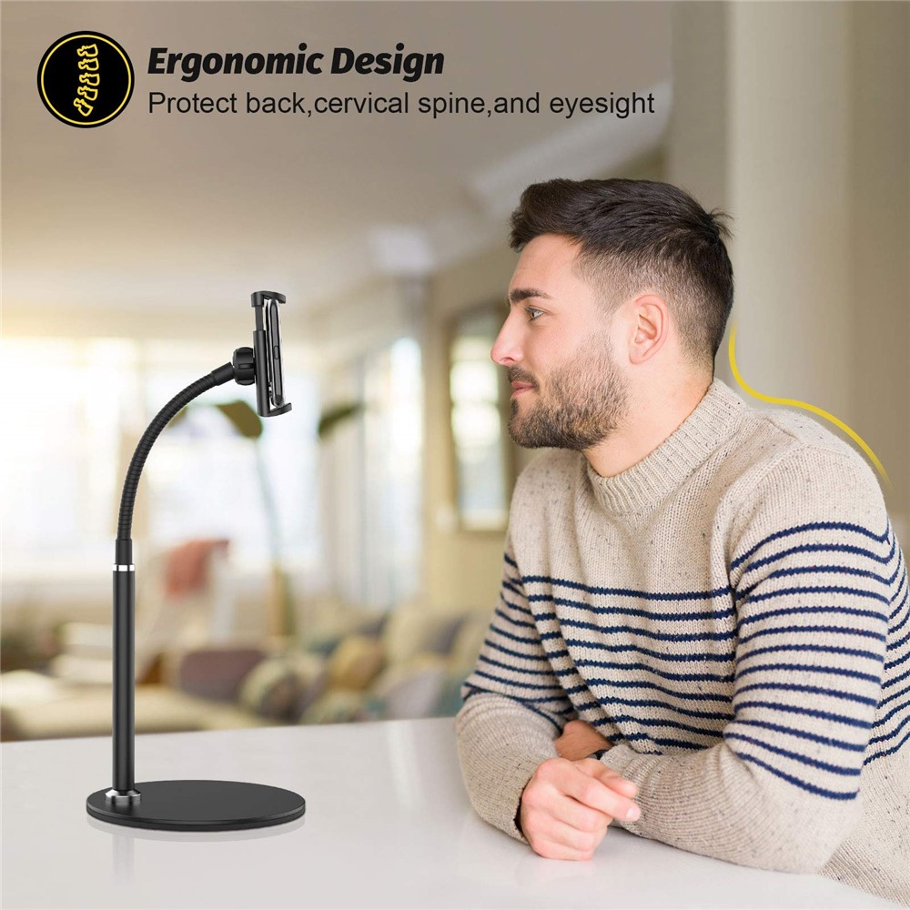 Flexible Gooseneck Phone Holder Stand 360 Degrees Rotating Desktop Phone Bracket - Black-6