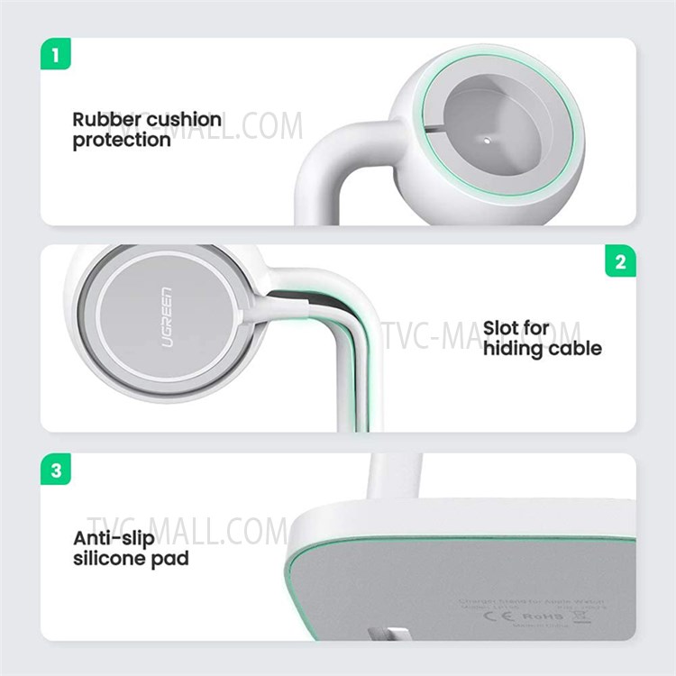UGREEN For Apple Watch Series 7/6/SE/5/4/3/2/1 45 Degree Desktop Stand Bedside Charging Station-7