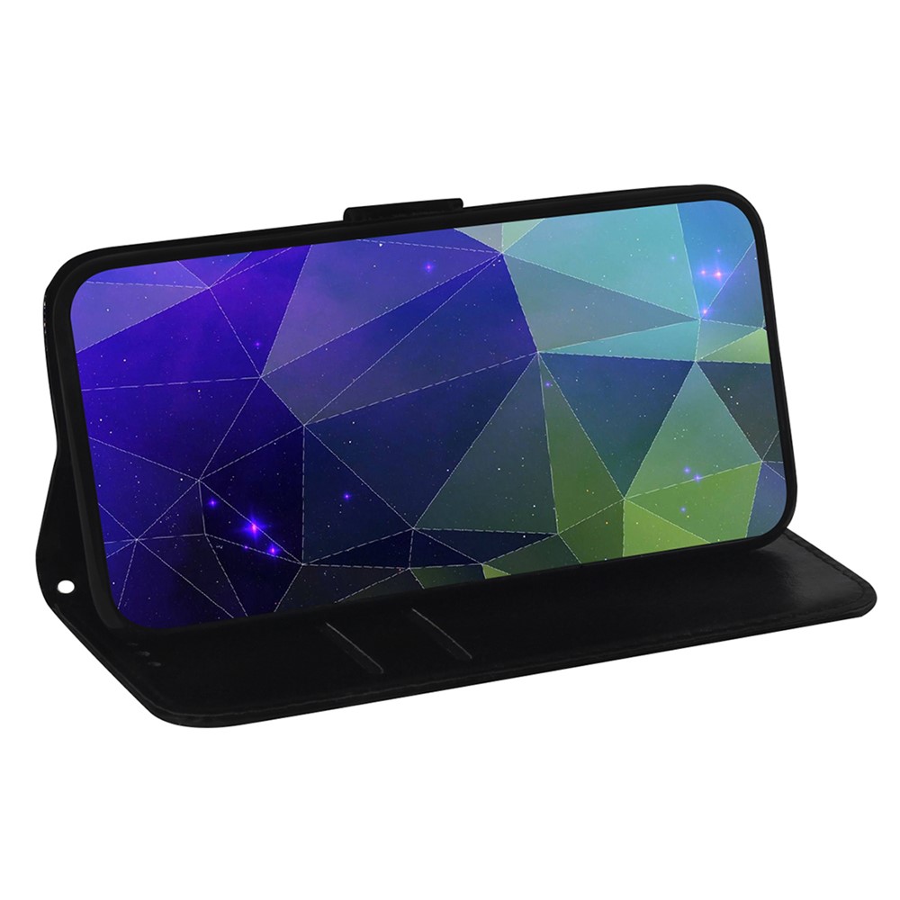 For ZTE Blade A52 Practical Mirror Surface Flip Folio Wallet Case PU Leather Stand Magnetic Closure Cover with Wrist Strap - Cyan-4