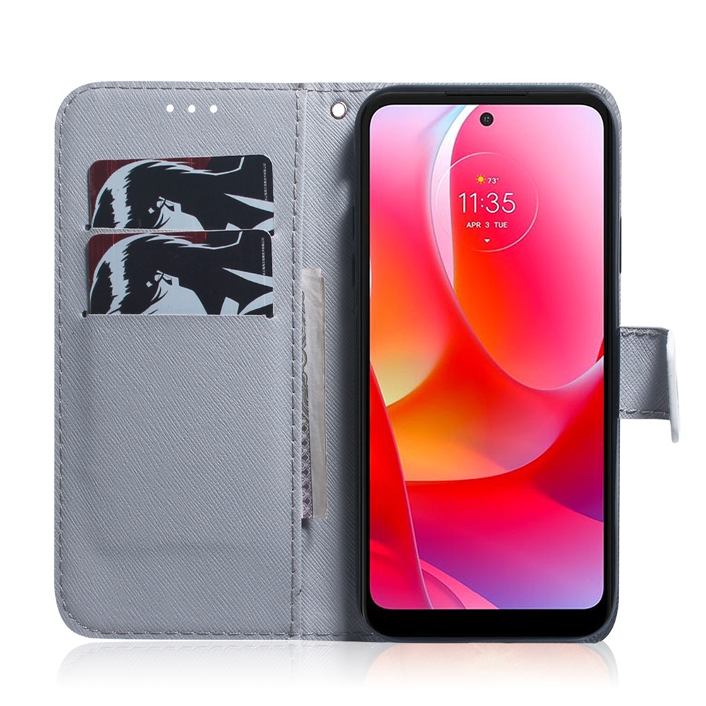 Per ZTE Blade A72 / V40 Vita pu Leather Wallet Telefono Tecnica Stampa di Protezione Protettiva Del Folio Magnetico Con Supporto - Lupo