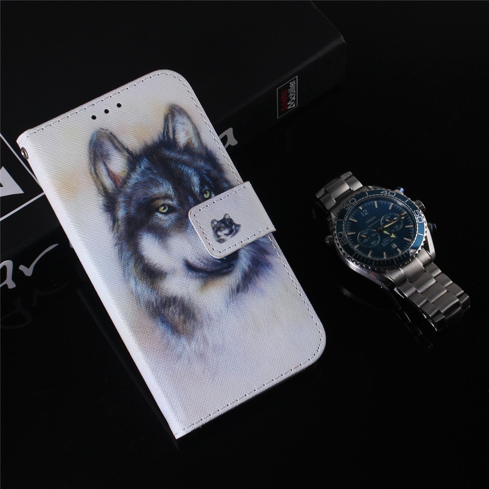 Für ZTE Blade A72 / V40 Vita PU Leder Brieftasche Telefon Hülle Muster Druck Magnetisch Folio Flip Schutzschutz Mit Ständer - Wolf