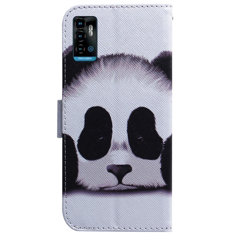 For ZTE Blade A72 / V40 Vita PU Leather Wallet Phone Case Pattern Printing Magnetic Folio Flip Protective Cover with Stand - Panda-3