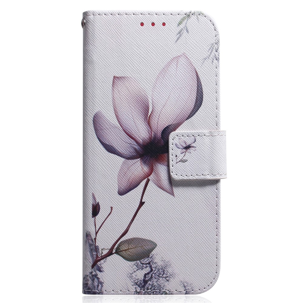 For ZTE Blade A72 / V40 Vita PU Leather Wallet Phone Case Pattern Printing Magnetic Folio Flip Protective Cover with Stand - Pink Flower-2
