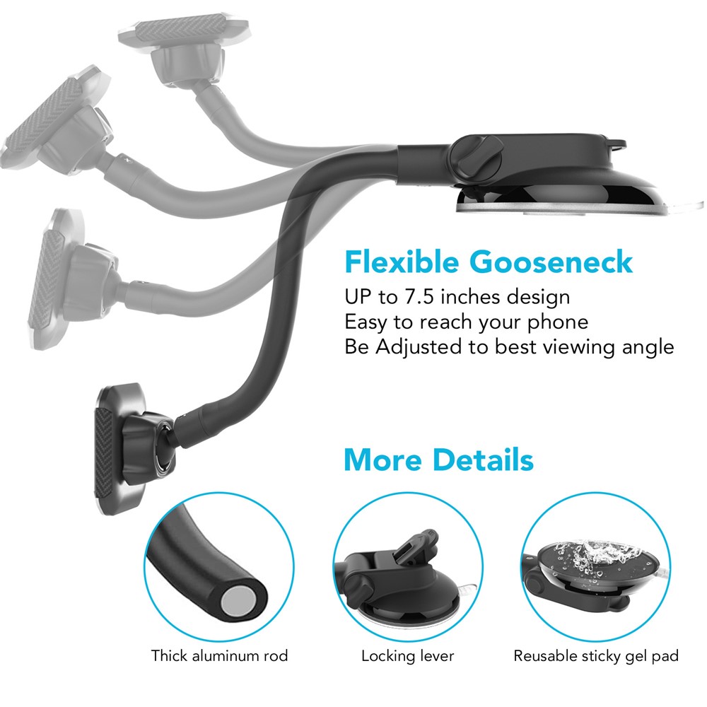 M08-S1 Car Magnetic Absorption Phone Holder Flexible Gooseneck Long Arm Suction Cup Mount-6