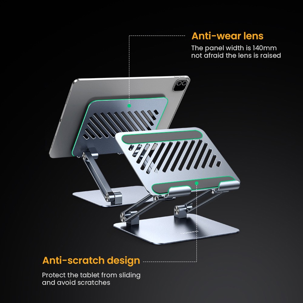 UGREEN 90396 Folding Portable Desktop Tablet Holder for iPad Pro Multi-Angle Adjustable Aluminum Stand Compatible with 4-12.9" Devices-8
