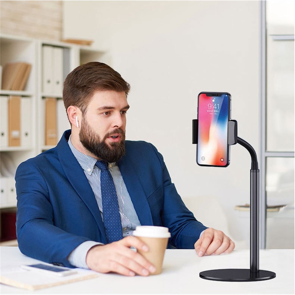 BX-40 Portable Desktop Phone Stand 360-Degree Rotating Metal Phone Holder Flexible Adjustable Tablet Stand for 5.5-10.5 inches Devices-4