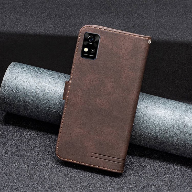 BINFEN COLOR BF Leather Series-6 for ZTE Blade A31 Wallet Case 09 RFID Blocking Magnetic PU Leather Protect Folio Stand Cover - Brown-4