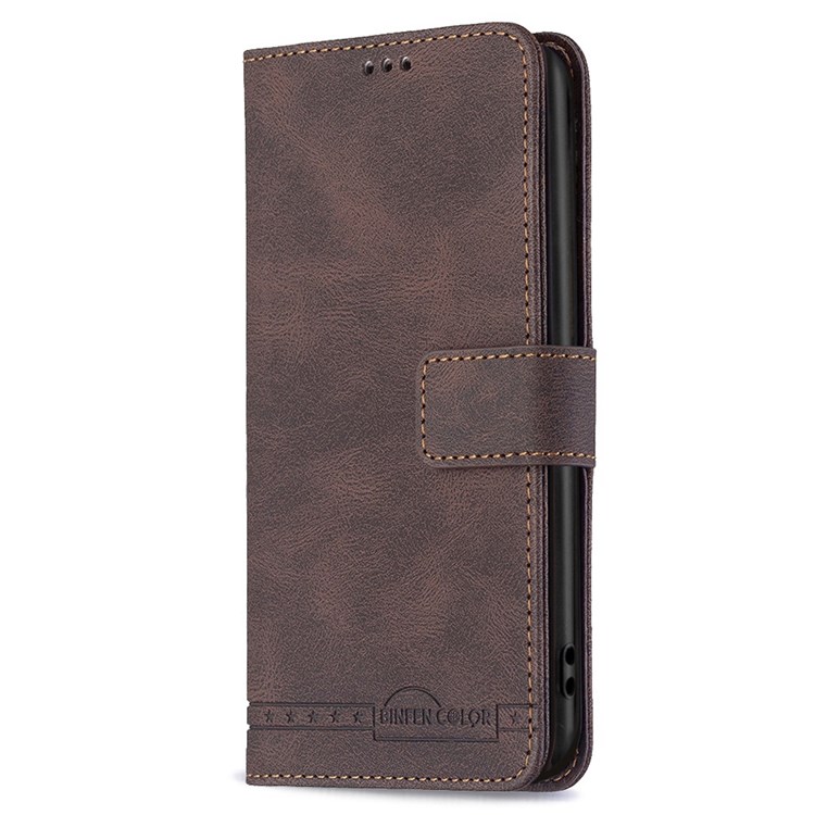 BINFEN COLOR BF Leather Series-6 for ZTE Blade A31 Wallet Case 09 RFID Blocking Magnetic PU Leather Protect Folio Stand Cover - Brown-5