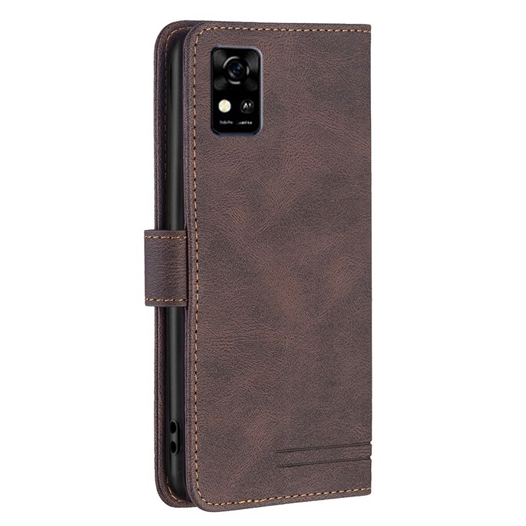 BINFEN COLOR BF Leather Series-6 for ZTE Blade A31 Wallet Case 09 RFID Blocking Magnetic PU Leather Protect Folio Stand Cover - Brown-6