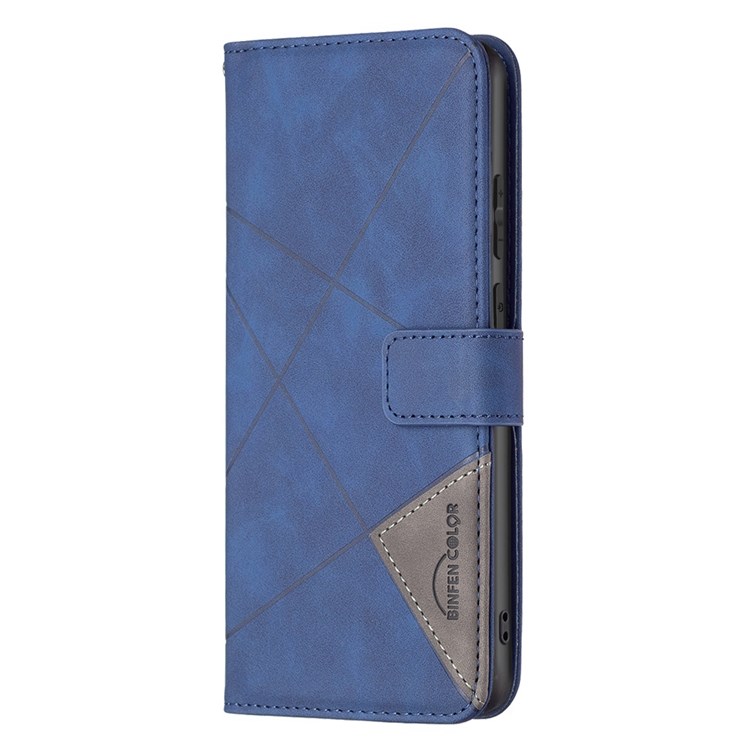 BINFEN COLOR BF Imprinting Pattern Series-2 for ZTE Blade A31 Leather Wallet Case 05 Geometric Imprinted Flip Folio Book Stand Shockproof Cover - Blue-6
