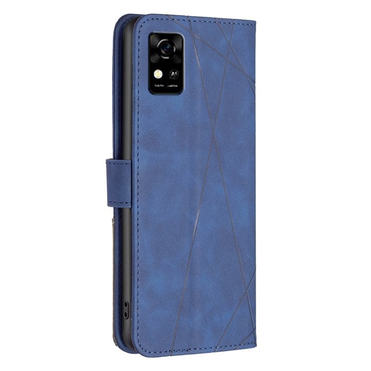 BINFEN COLOR BF Imprinting Pattern Series-2 for ZTE Blade A31 Leather Wallet Case 05 Geometric Imprinted Flip Folio Book Stand Shockproof Cover - Blue-7