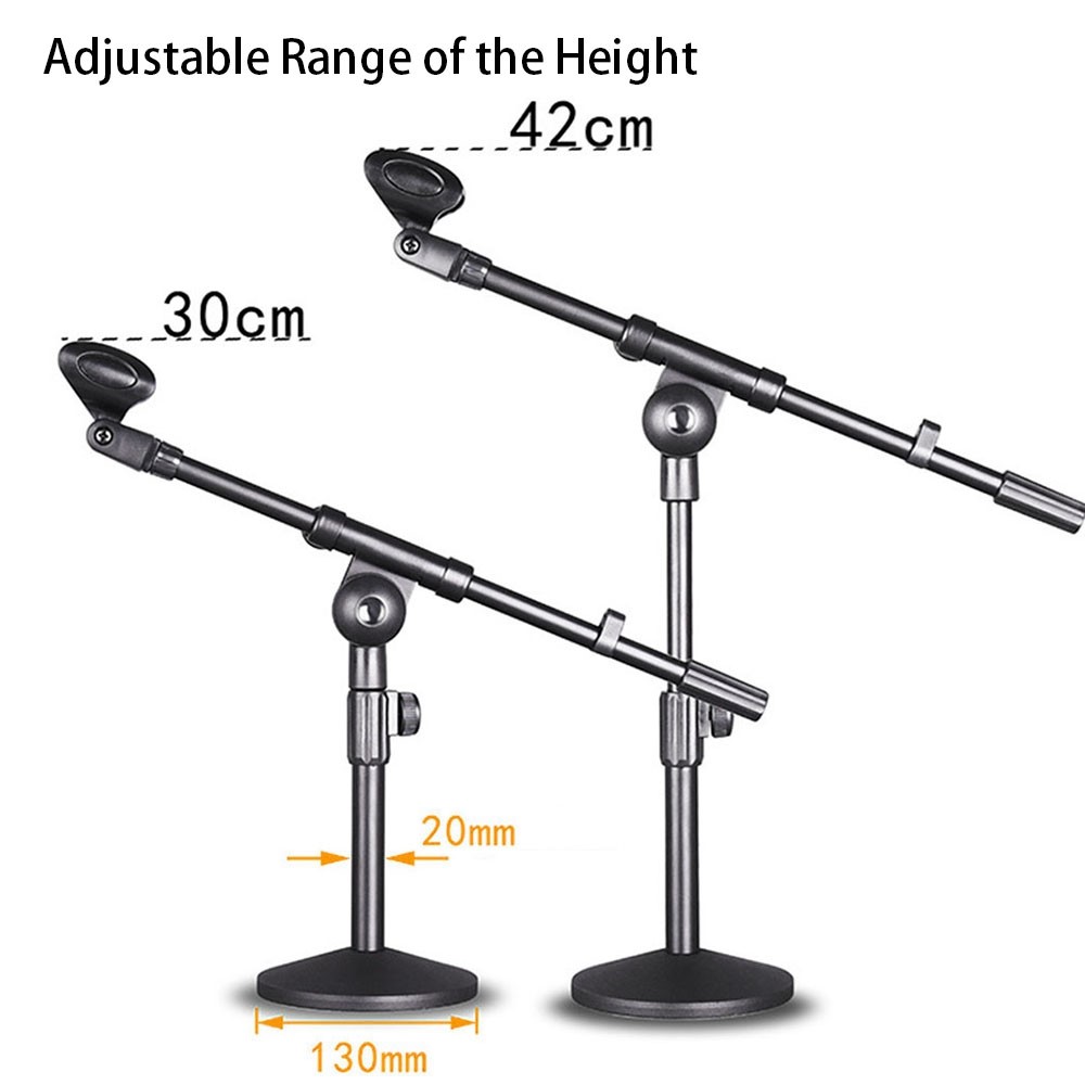 PABIDU HY-211 Desktop Microphone Stand Adjustable Table Mic Holder Bracket with Round Base-3
