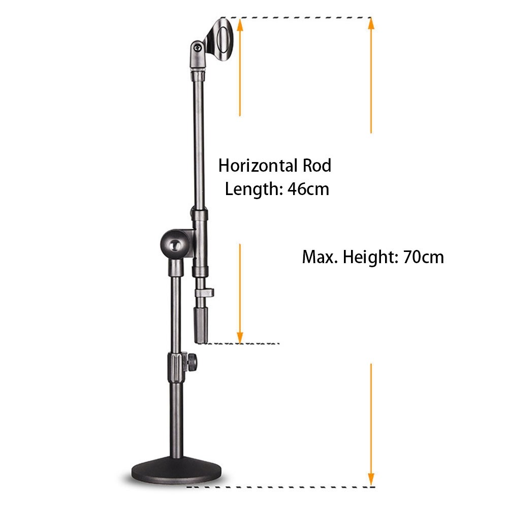 PABIDU HY-211 Desktop Microphone Stand Adjustable Table Mic Holder Bracket with Round Base-4