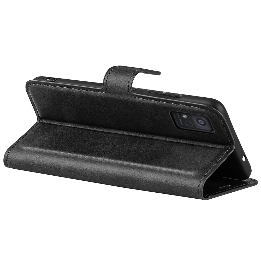 For ZTE Avid 589 Anti-slip Textured PU Leather Cover Stand Feature Magnetic Closure Shockproof Flip Wallet Case - Black-4