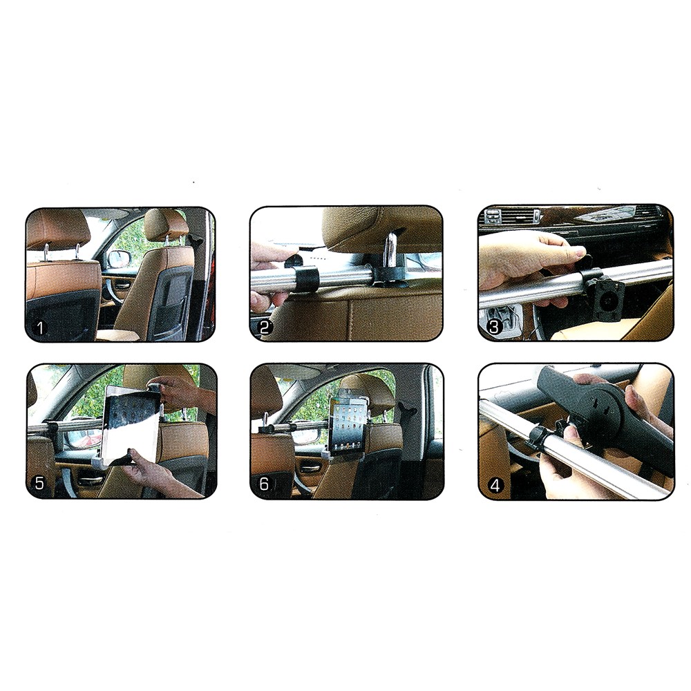 T26-2+C68+C82 Hexagonal Rod Car Back Seat Phone Tablet Holder Stand Headrest Mount Cellphone Tablet Bracket-8