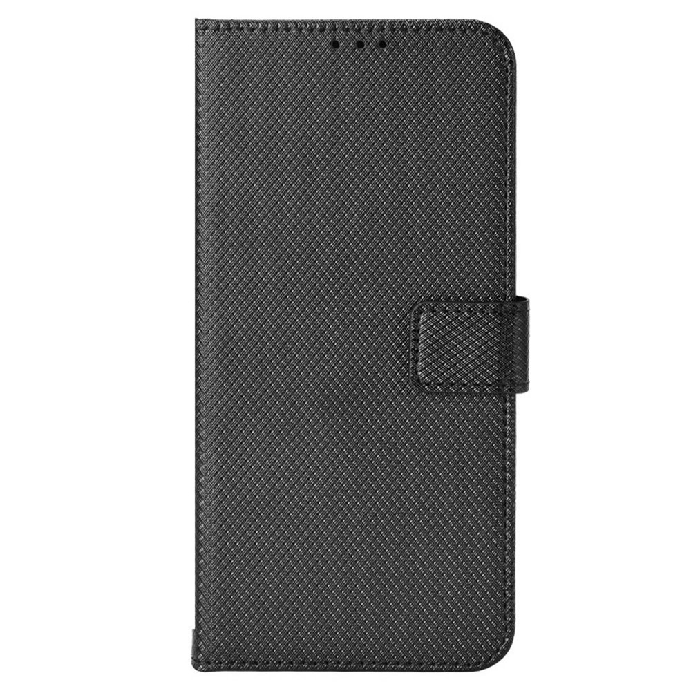 Diamond Texture Phone Case for ZTE Axon 40 Ultra 5G, Stand PU Leather Wallet Folio Flip Cover with Strap - Black-6