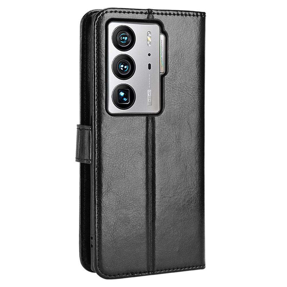 Crazy Horse Texture Phone Case for ZTE Axon 40 Ultra 5G, Stand Wallet PU Leather + TPU Protective Cover - Black-6