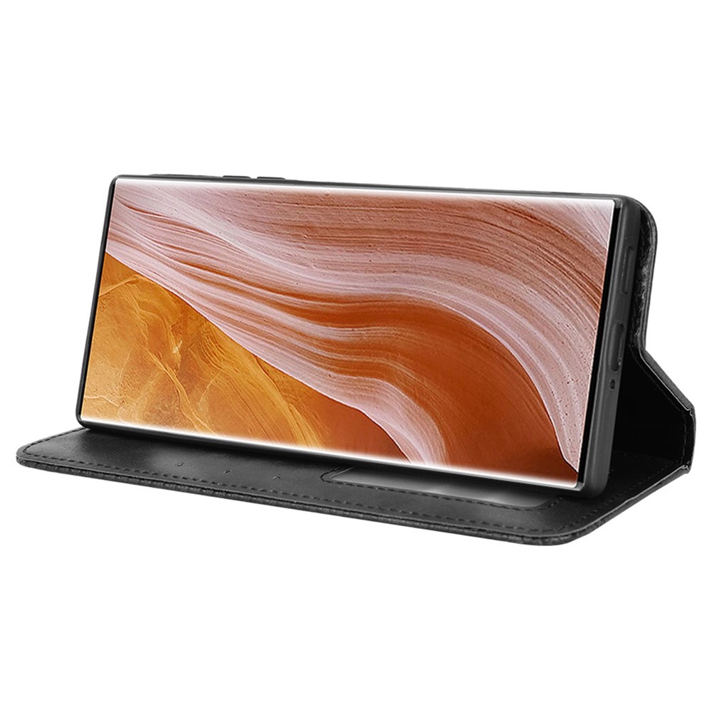 For ZTE Axon 40 Ultra 5G Stand Wallet PU Leather Cover Magnetic Auto Closure Retro Texture Phone Case - Black-3