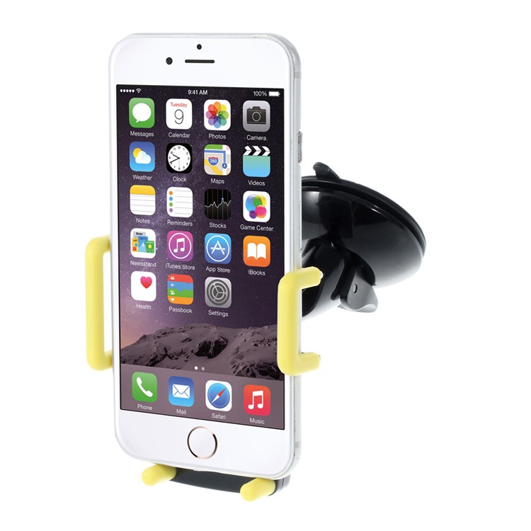 2-in-1 Air Vent + Windshield Car Mount Holder for iPhone 6s/6, Width: 50-90mm - Yellow-2