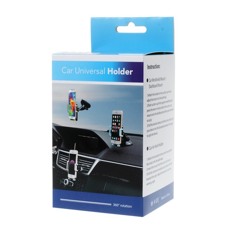 2-in-1 Air Vent + Windshield Car Mount Holder for iPhone 6s/6, Width: 50-90mm - Yellow-8