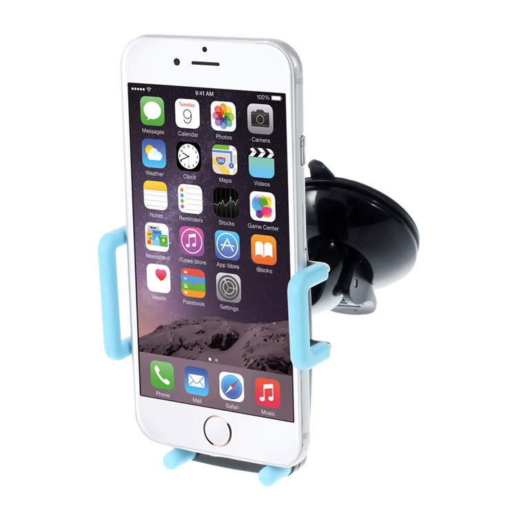 2-in-1 Air Vent + Windshield Car Mount Stand for iPhone 6s/6, Width: 50-90mm - Blue-3