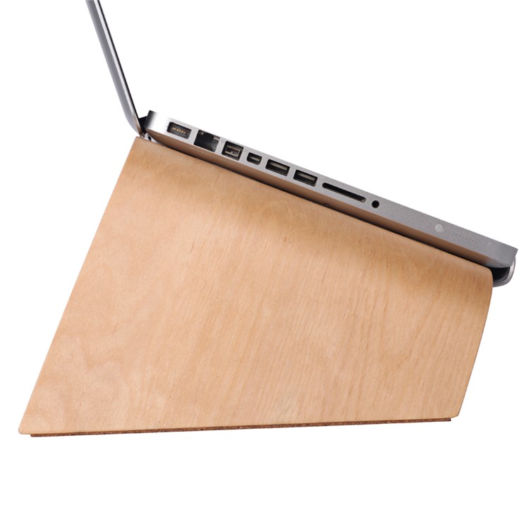 SAMDI Wooden Tilt Stand Desktop Holder for MacBook Laptop - Khaki-8